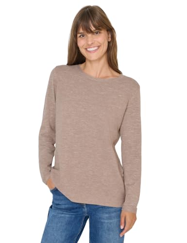 CECIL Rundhals Strukturpullover Heather Taupe Melange L von Cecil