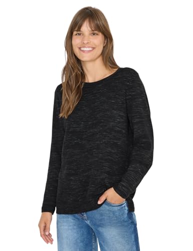 CECIL Rundhals Strukturpullover Salt-Pepper Heather Melange M von Cecil
