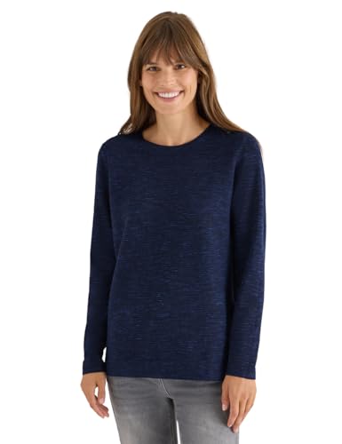 CECIL Rundhals Strukturpullover deep Blue Heather Melange S von Cecil