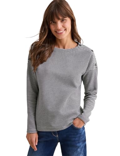 CECIL Damen B322605 Streifenshirt Mit Knöpfen, Universal Blue, XL EU CECIL Damen B322605 Streifenshirt Mit Knöpfen, Universal Blue, XL EU von Cecil