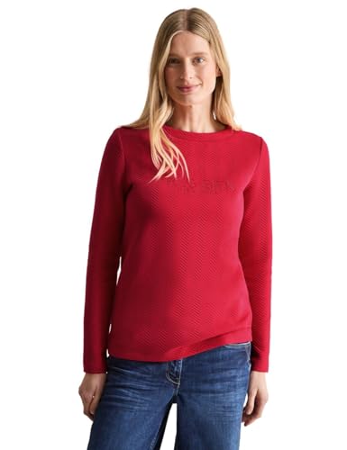 CECIL Damen B322611 Strukturshirt Mit Wording, Granita Red, XL EU von Cecil