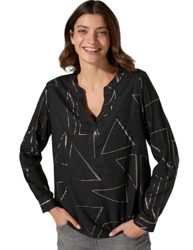 CECIL Damen B345185 TOS Melange Foilprint Blouse, Black Melange, L EU von Cecil