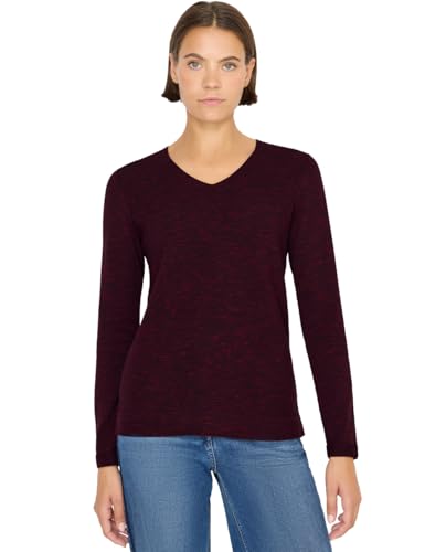 CECIL V-Neck Pullover Eggplant red Heather Melange S von Cecil