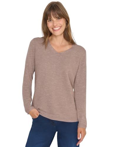 CECIL V-Neck Pullover Heather Taupe Melange L von Cecil