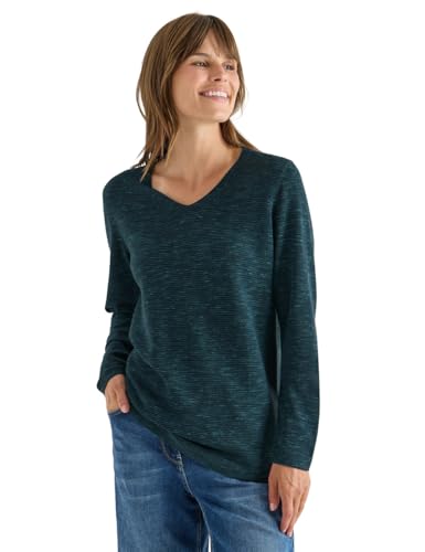 CECIL V-Neck Pullover Pine Green Heather Melange S von Cecil