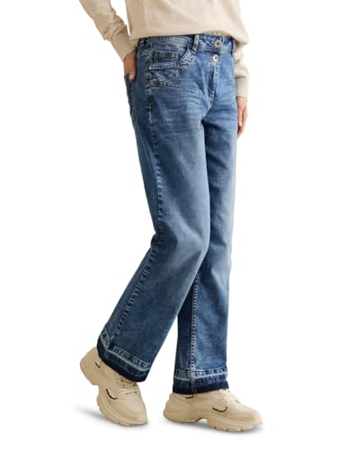 CECIL Damen B378807 Wide Leg Jeans, Mid Blue Used Wash, 36W / 30L EU von Cecil