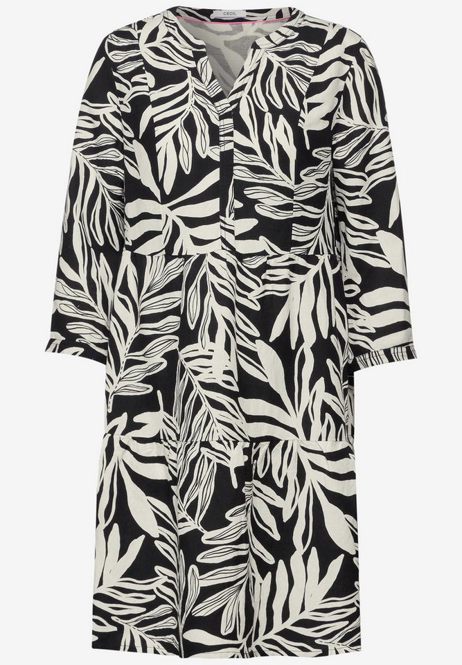 CECIL A-Linien-Kleid LINEN_LI/CV Split Neck Print D von CECIL