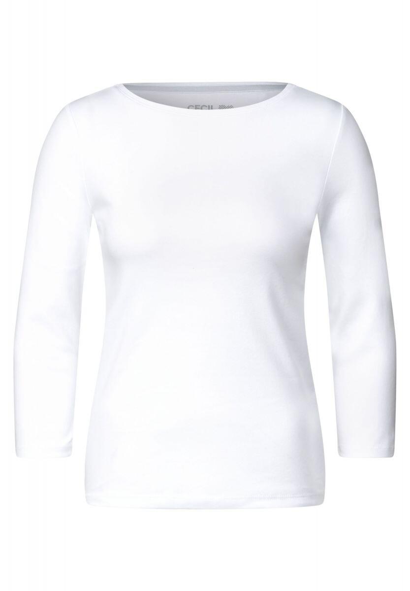 Cecil - Basic Shirt in Unifarbe weiß - Gr. - L von Cecil
