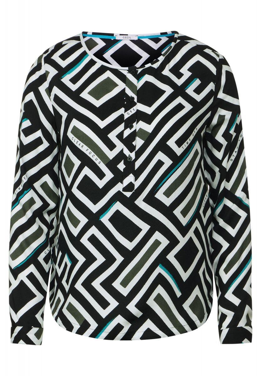 Cecil - Bluse mit Alloverprint schwarz - Gr. - M von Cecil