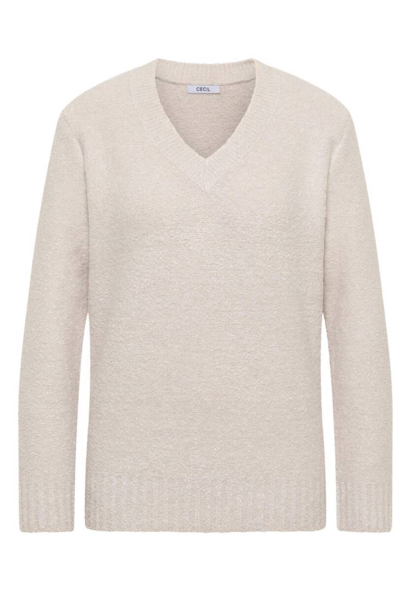 Cecil - Bouclé V-Neck Pullover grau - Gr. - M von Cecil