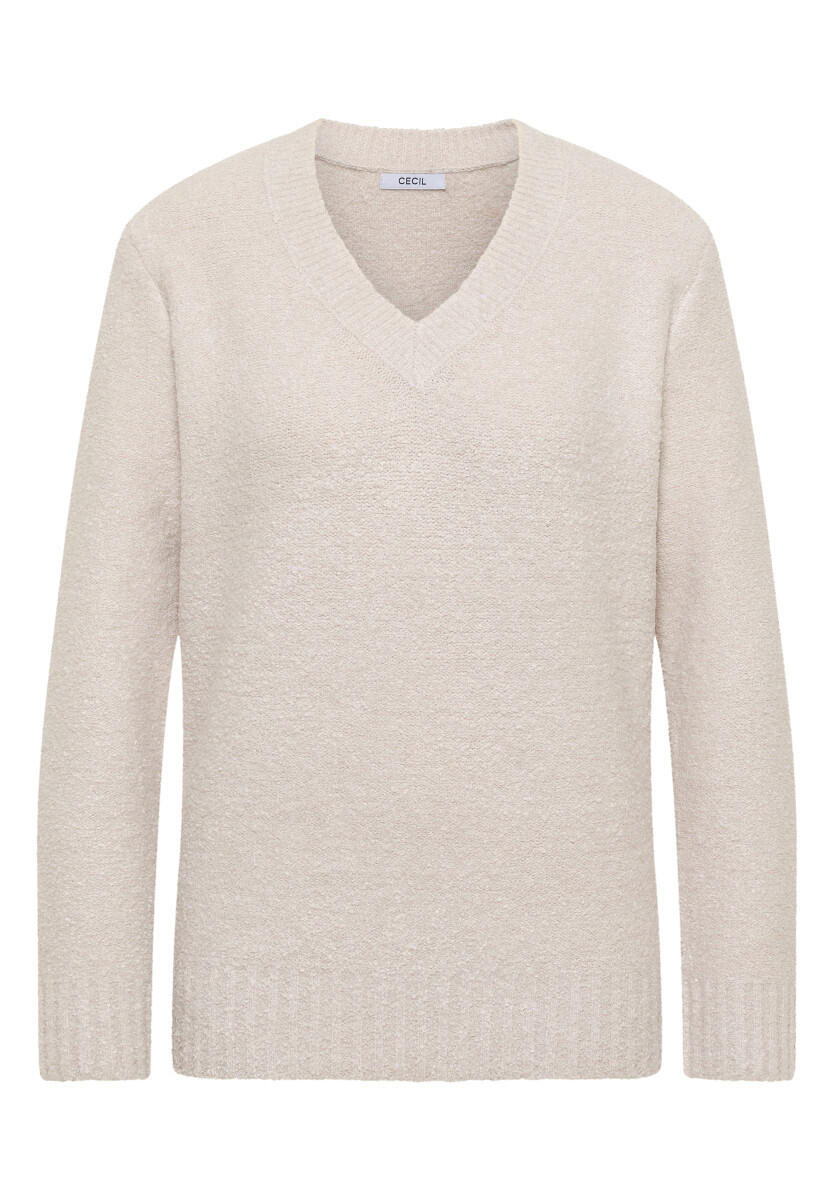 Cecil - Bouclé V-Neck Pullover grau - Gr. - XXL von Cecil