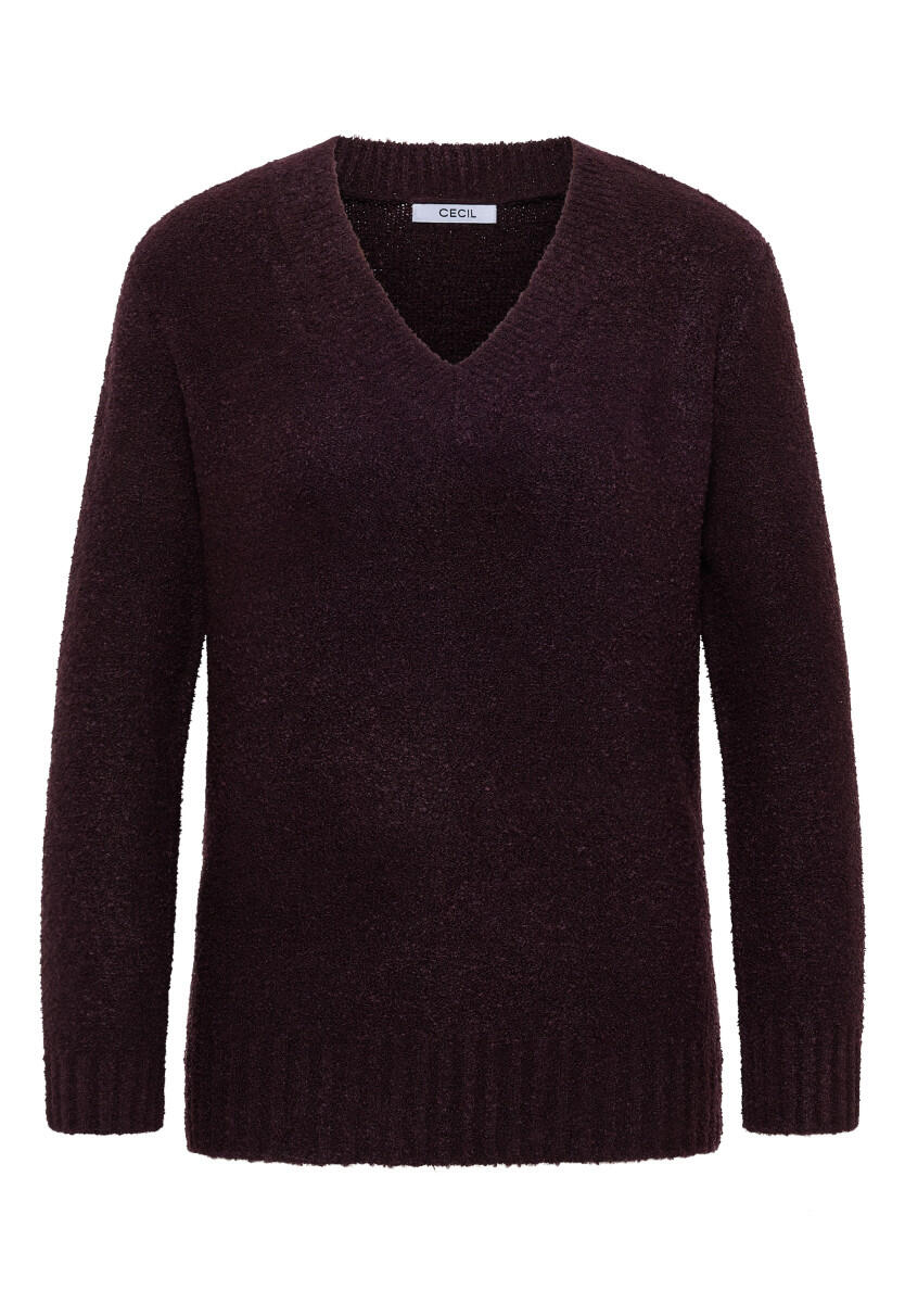 Cecil - Bouclé V-Neck Pullover rot - Gr. - M von Cecil