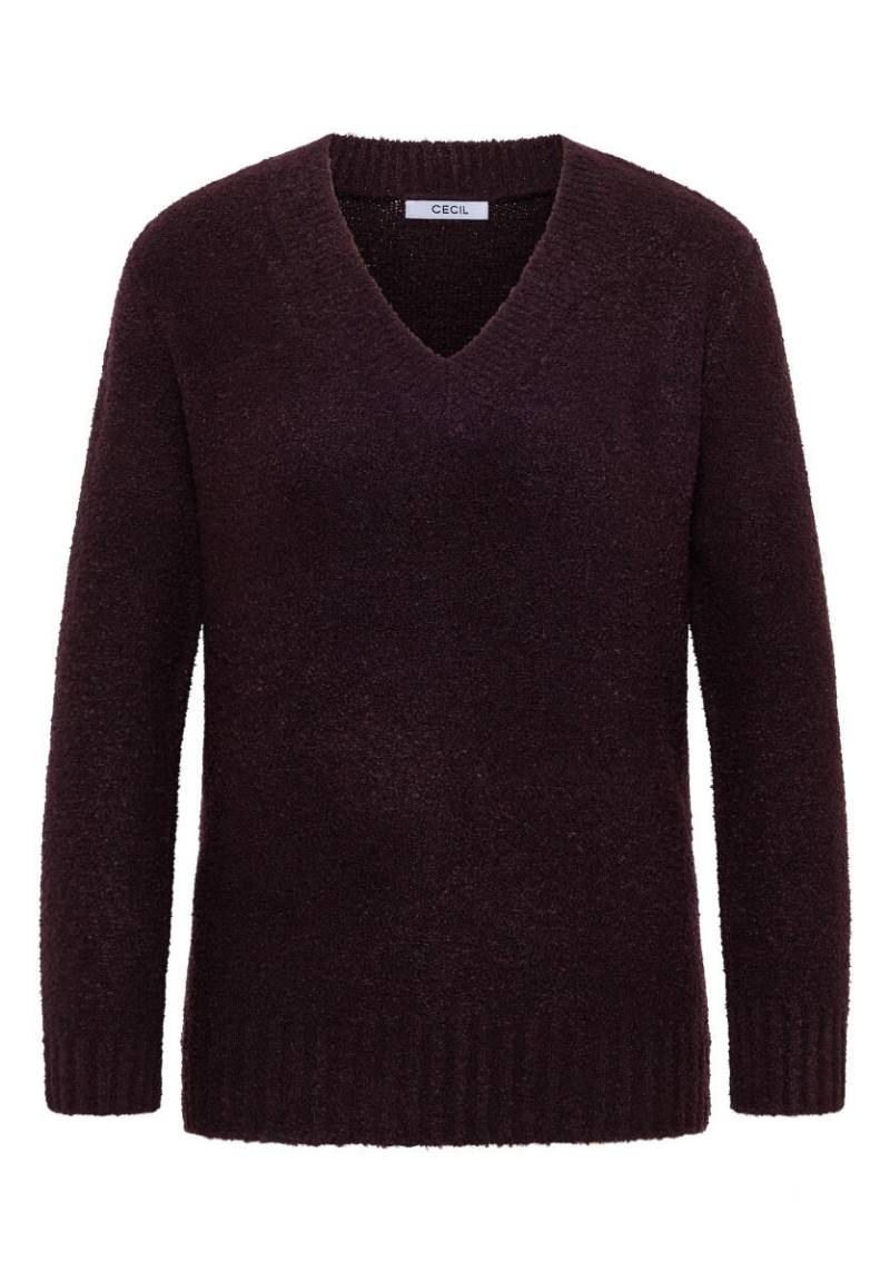 Cecil - Bouclé V-Neck Pullover rot - Gr. - XXL von Cecil