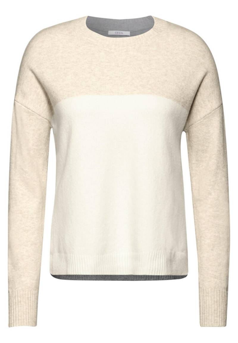 Cecil - Colorblock Pullover beige - Gr. - M von Cecil
