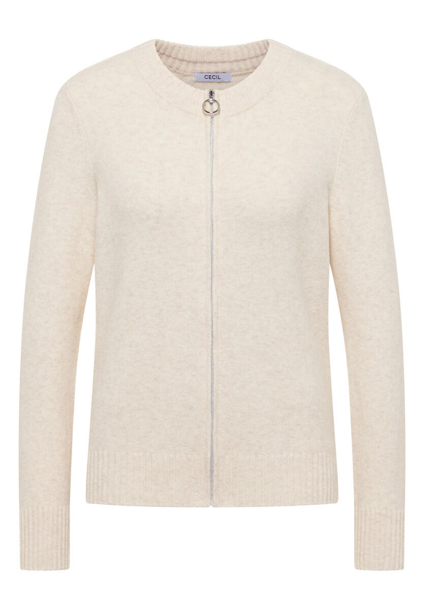 Cecil - Cosy Cardigan mit Zipper beige - Gr. - L von Cecil