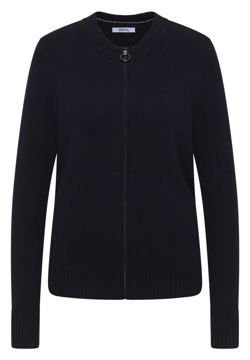 Cecil - Cosy Cardigan mit Zipper blau - Gr. - XL von Cecil