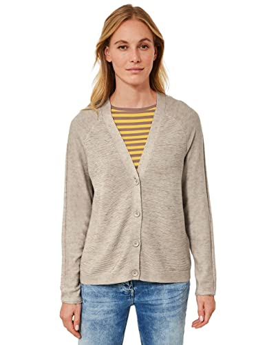 Cecil Damen B253411 Strickjacke, Oak Wood beige Heather Melange, XL von Cecil