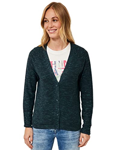 Cecil Damen B253411 Strickjacke, Pine Green Heather Melange, S von Cecil