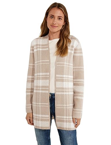 Cecil Damen B253651 Longcardigan Kariert, Soft Sand beige,S von Cecil