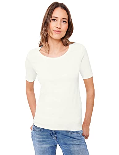 Cecil Damen Style Lena Basic T-Shirt Baumwolle, Vanilla White, XS von Cecil