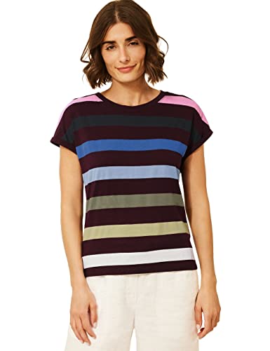 CECIL Damen B317972 Streifenshirt Multicolor, Berry Juice red, S von Cecil