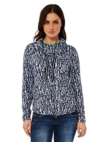 CECIL Damen B319124 Langarmshirt Bedruckt, deep Blue Melange, M von Cecil