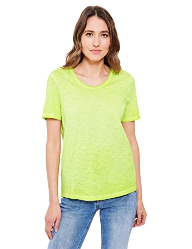 CECIL Damen B319372 Basic Kurzarmshirt, Limelight Yellow, XS EU von Cecil