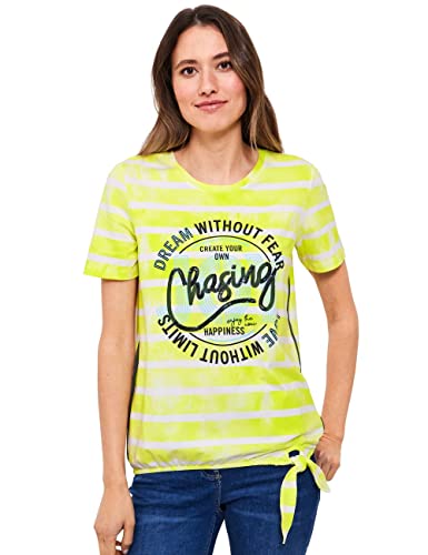 CECIL Damen B319383 Kurzarmshirt Gestreift, Limelight Yellow, S EU von Cecil