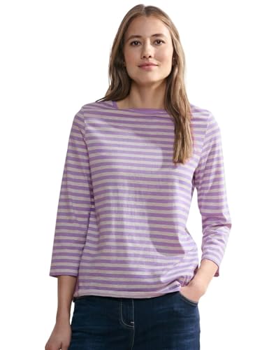 Cecil Damen B320858 Basic Baumwollshirt U-Boot Ausschnitt, Sporty Lilac, L EU von Cecil