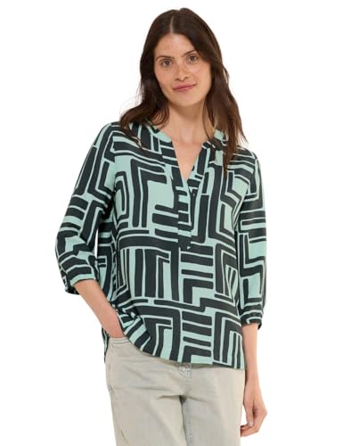 Cecil Printed Softwave Splitneck Blouse Slate Khaki XXL von Cecil