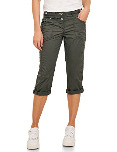 Cecil Damen B375098 3/4 Sommerhose Casual Hose, Utility Olive, 26W / 22L EU von Cecil