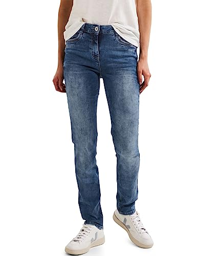 Cecil Damen B376494 Jeanshose Slim und High, mid Blue wash,28W / 28L von Cecil
