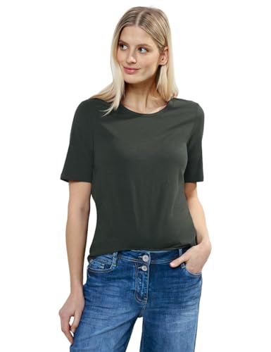 Cecil Damen Basic T-Shirt in Unifarbe strong khaki XS von Cecil