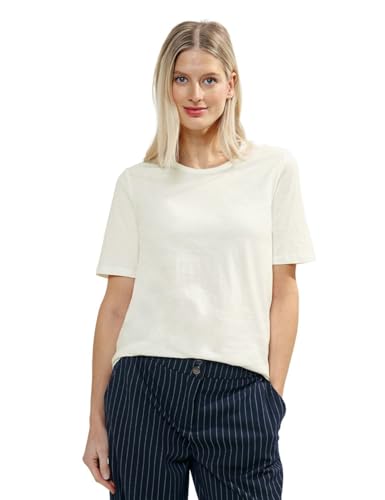 Cecil Damen Basic T-Shirt in Unifarbe vanilla white XL von Cecil