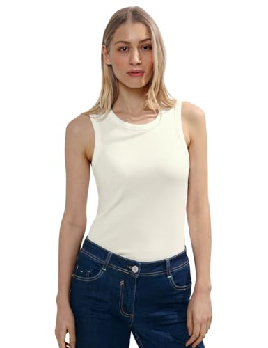 Cecil Damen Geripptes Top in Unifarbe vanilla white XL von Cecil