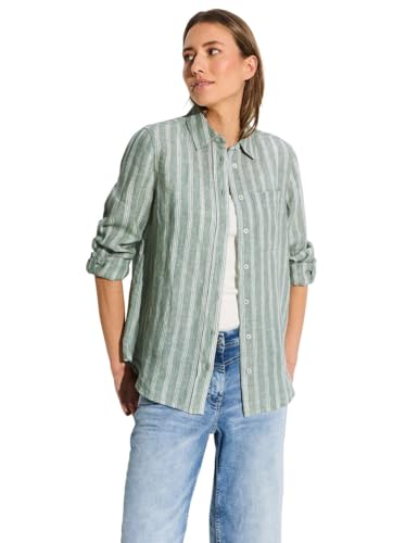 Cecil Damen Gestreifte Leinenbluse soft salvia green, XXL Cecil Damen Gestreifte Leinenbluse soft salvia green, XXL von Cecil