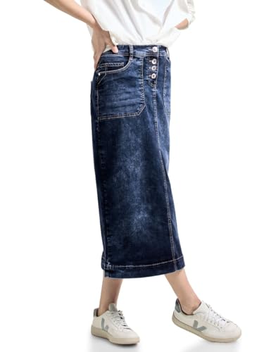 Cecil Damen Jeansrock Midi mid blue wash 26 von Cecil