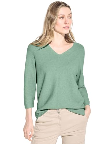 Cecil Damen Pullover mit V-Ausschnit Salvia Green Melange L von Cecil