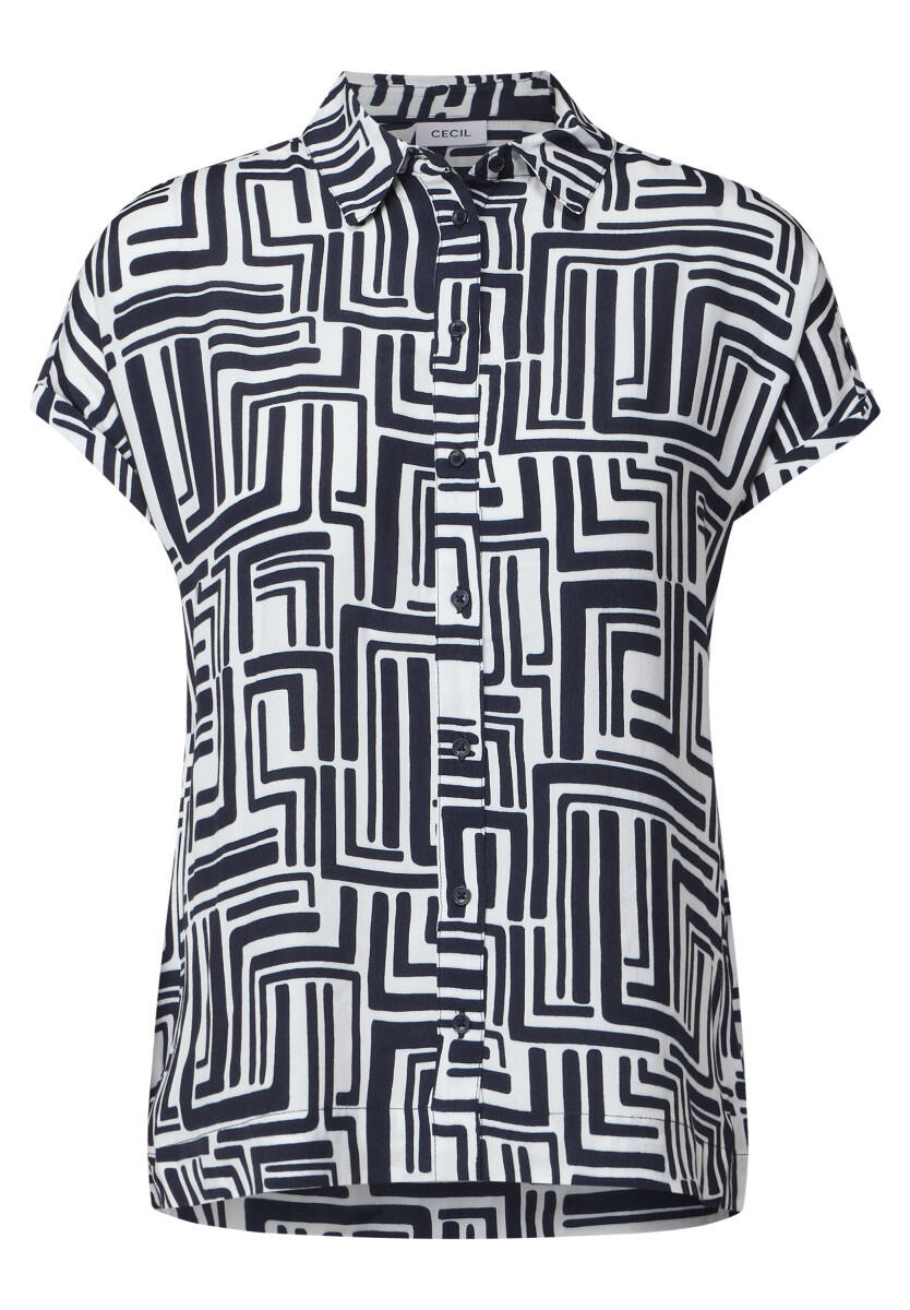 Cecil - Gemusterte Hemdbluse blau - Gr. - XS von Cecil