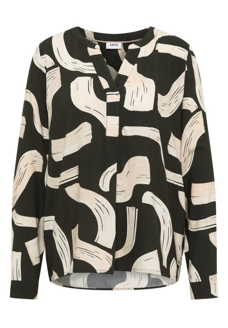 Cecil - Gemusterte Split Neck Bluse grün - Gr. - XL von Cecil