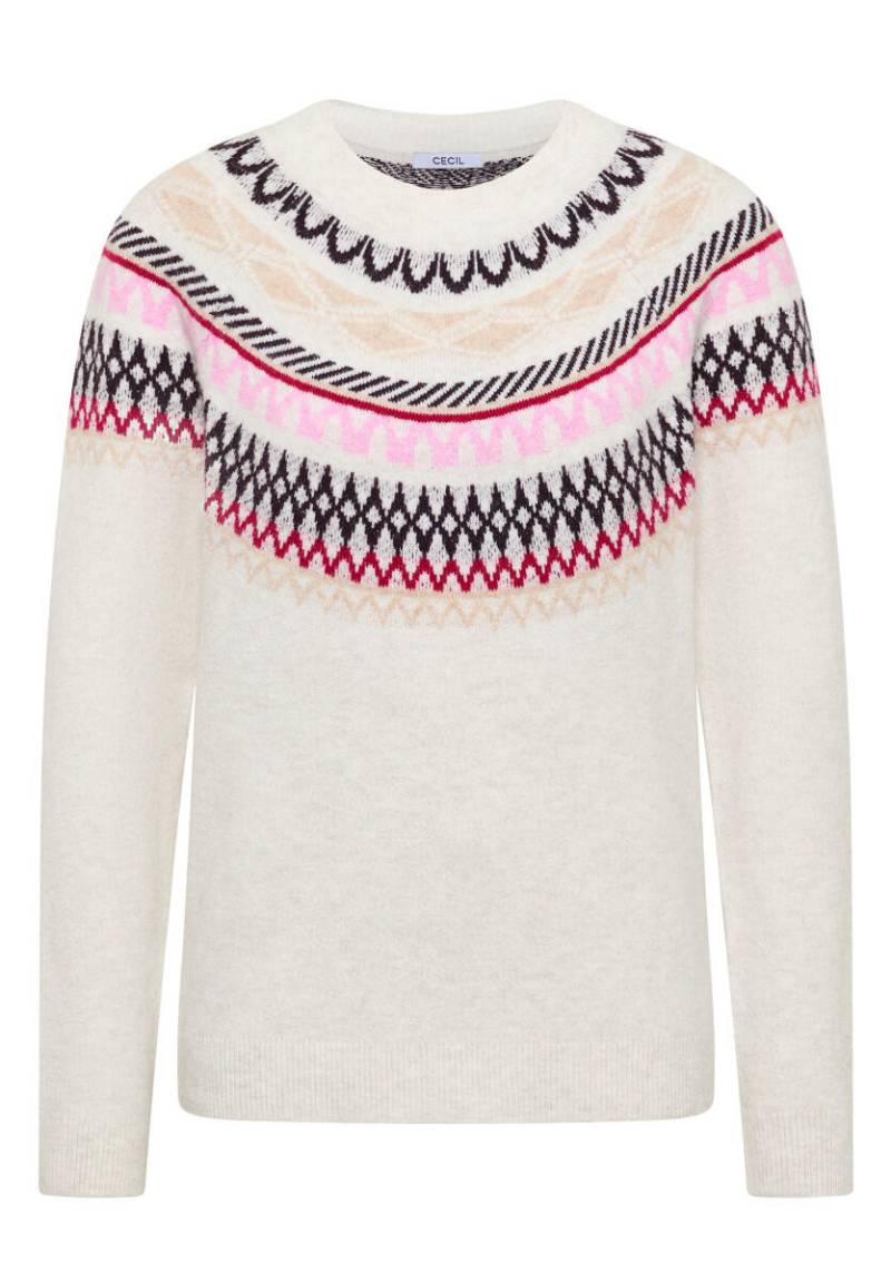 Cecil - Gemusterter Strickpullover beige - Gr. - S von Cecil