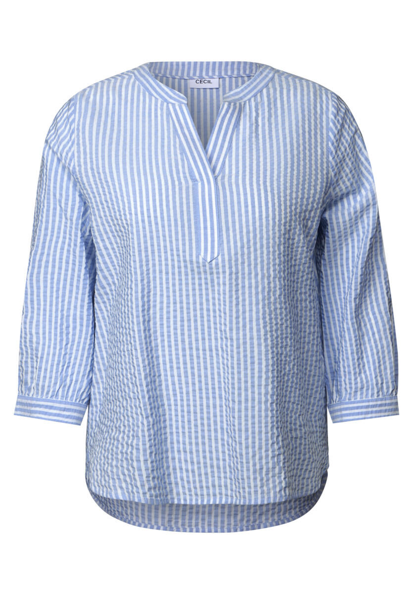 Cecil - Gestreifte Seersucker Bluse blau - Gr. - S von Cecil