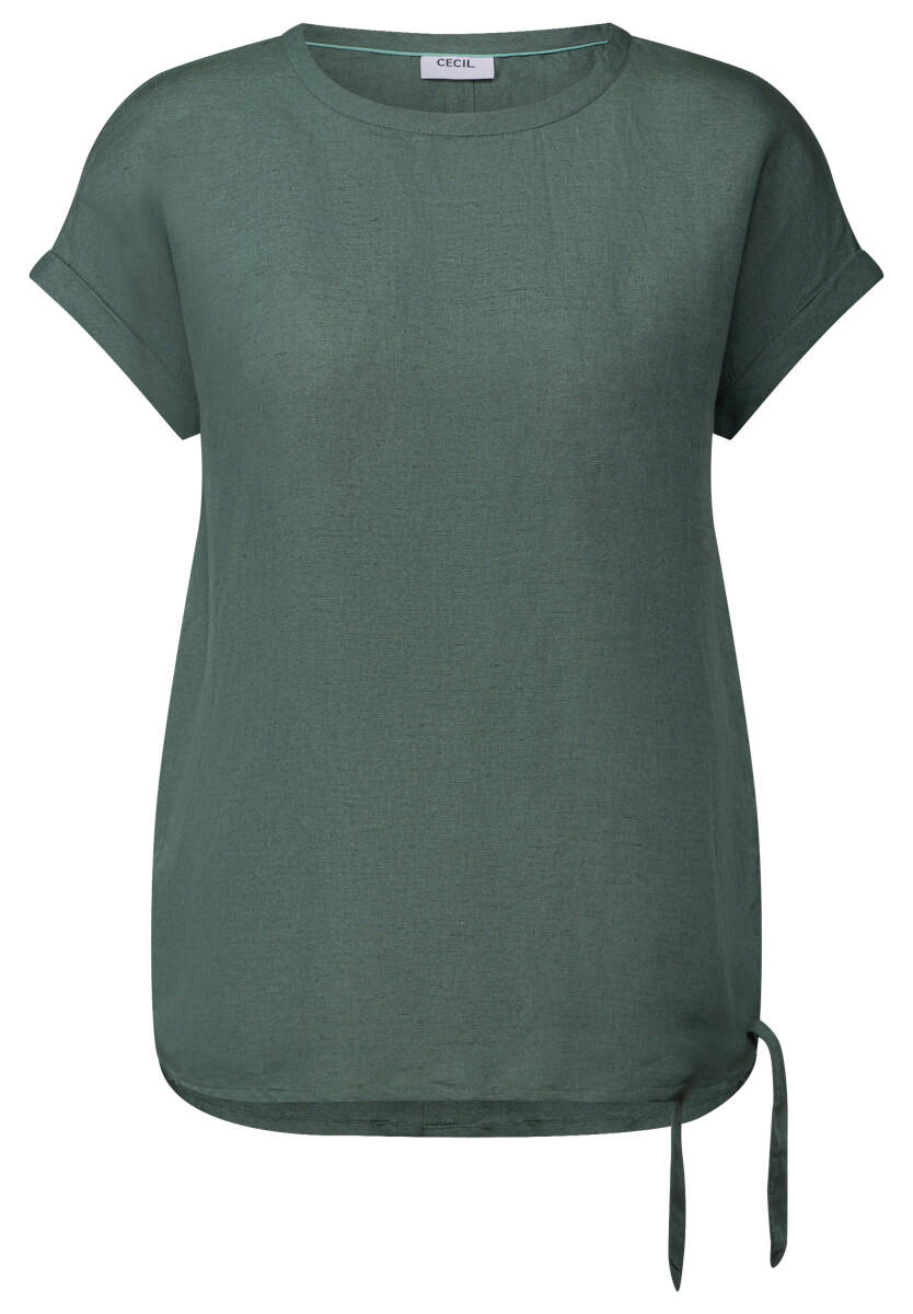 Cecil - Leinenmix Bluse mit Knoten grün - Gr. - S von Cecil