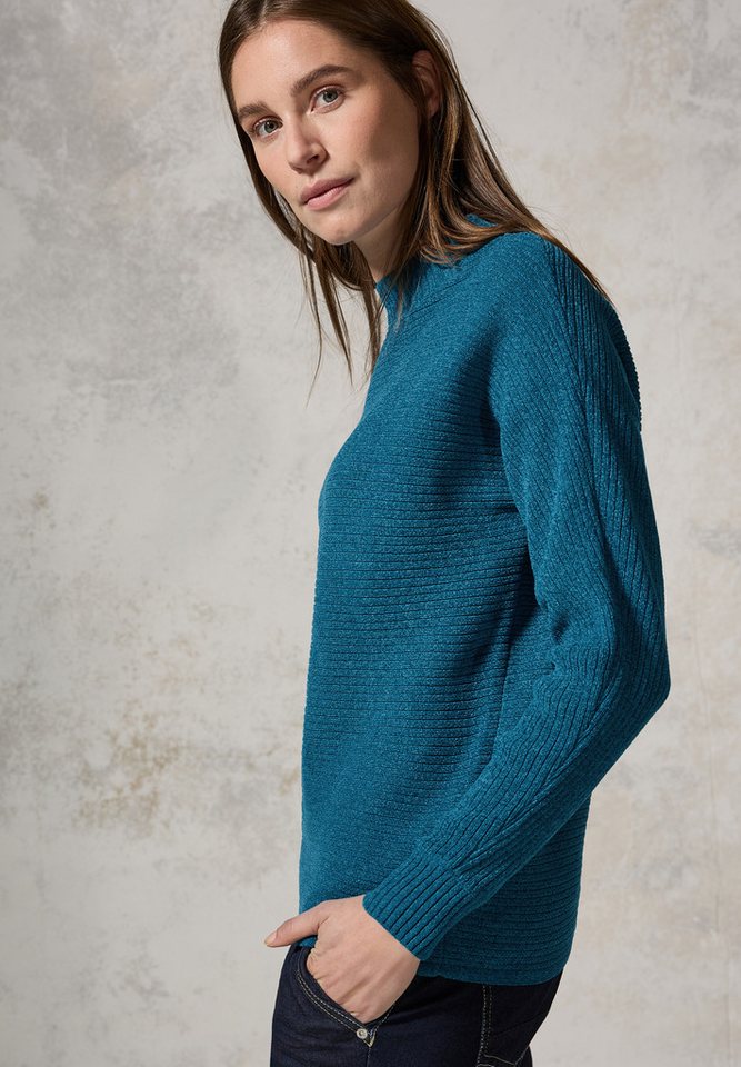 CECIL Stehkragenpullover in melierter Optik aus softem Rippstrick von CECIL