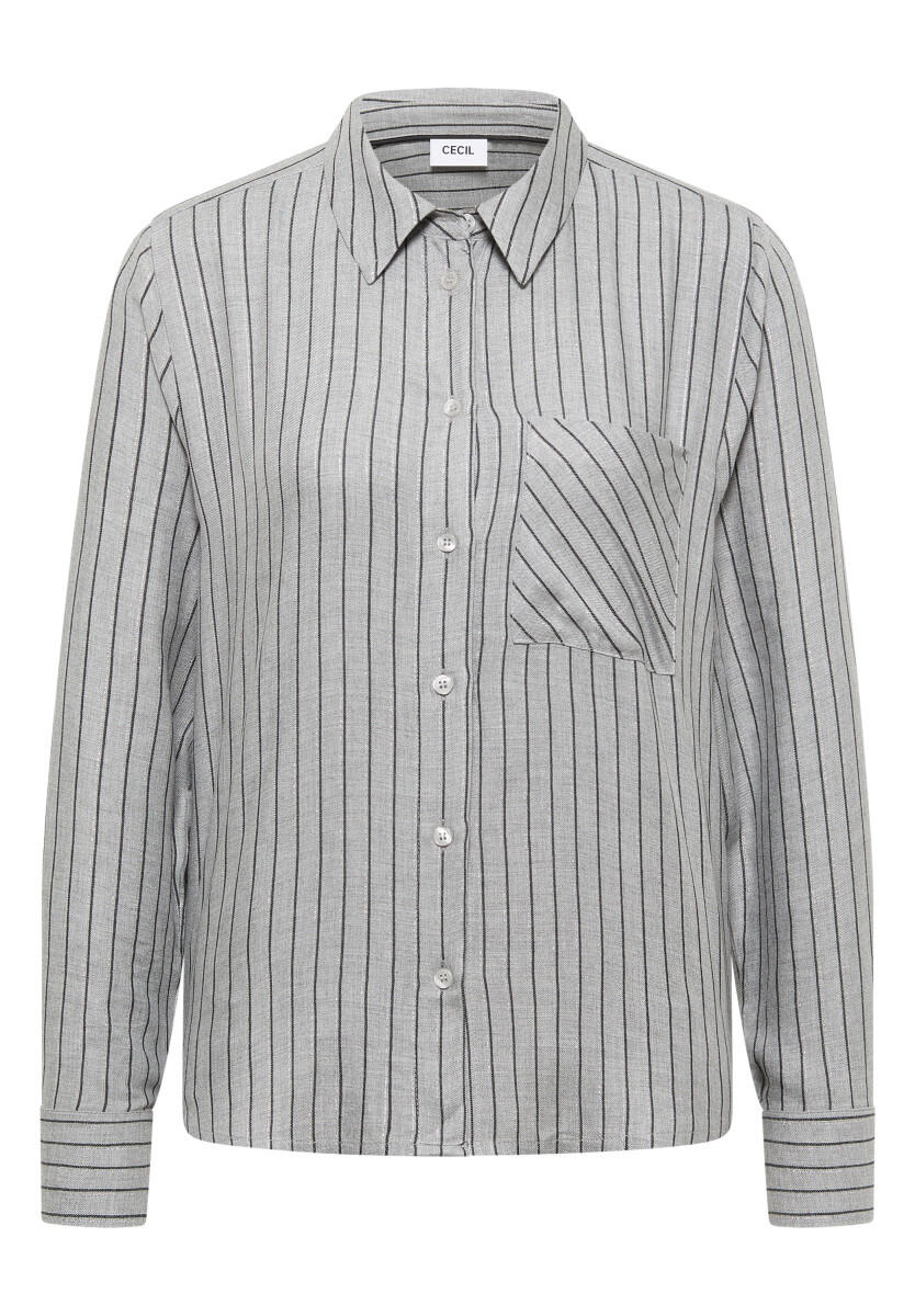 Cecil - Streifen Flanell-Hemdbluse grau - Gr. - S von Cecil