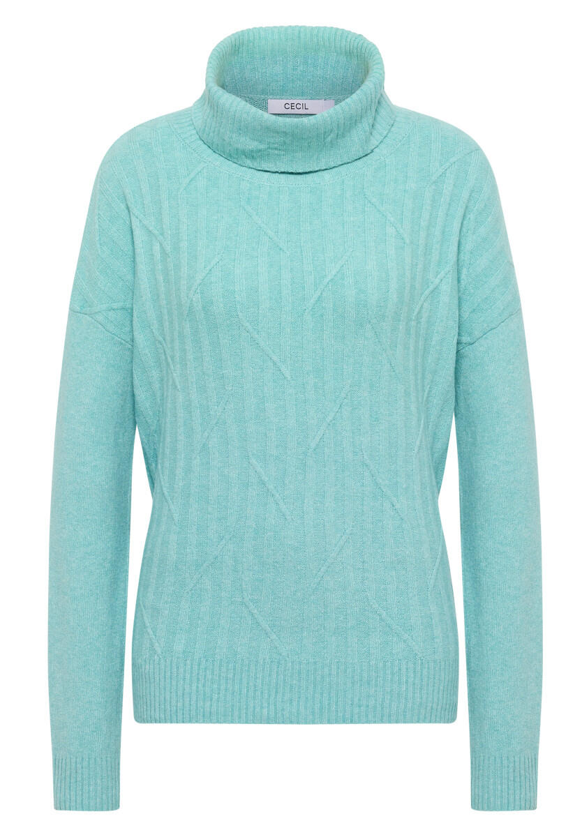 Cecil - Struktur Rollkragenpullover blau - Gr. - XXL von Cecil