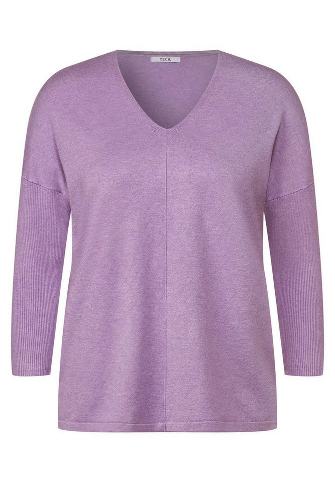 Cecil Sweatshirt TOS_Oversized V-Neck Pullover, sporty lilac melange von Cecil