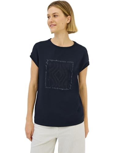 CECIL Damen B323068 Shirt mit Glitzer-Print, Universal Blue, XL von Cecil