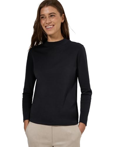 CECIL Damen B322383 Solid High Neck Basic T-Shirt, Schwarz, S von Cecil