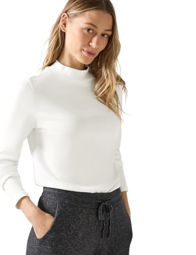 CECIL Damen B322383 Solid High Neck Basic T-Shirt, Vanilla White, L von Cecil